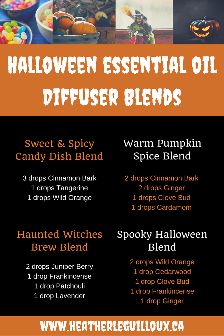 These Halloween essential oil diffuser blends will help you get into the mood for the spookiest holiday of the year. Includes pinnable recipe card for 4 spooky diffuser blends made with doTERRA essential oils. #essentialoils #natural #diffuser