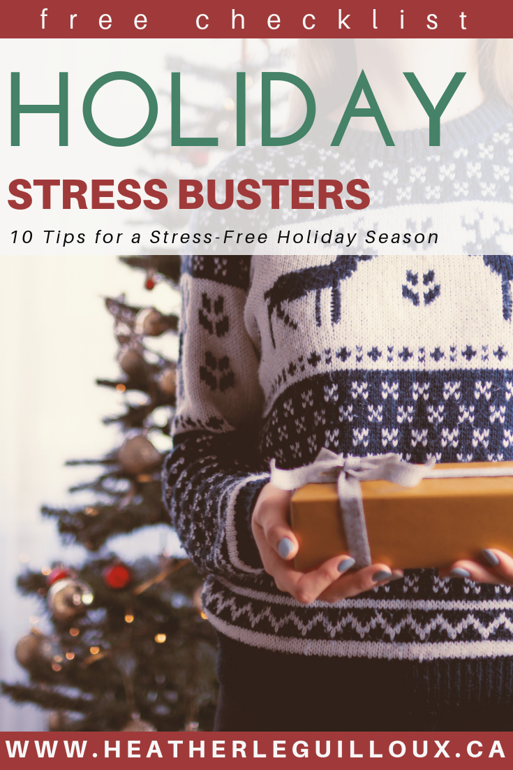 Round up post featuring blog posts that highlight practical tips for self-care, dealing with stress, planning for holiday finances and much more. #holidays #stress #roundup