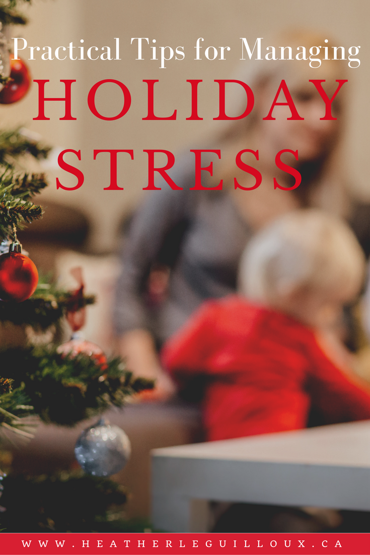 Round up post featuring blog posts that highlight practical tips for self-care, dealing with stress, planning for holiday finances and much more. #holidays #stress #roundup